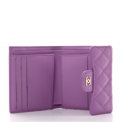 Chanel Caviar Quilted Compact Flap Wallet Purple 5 of 10