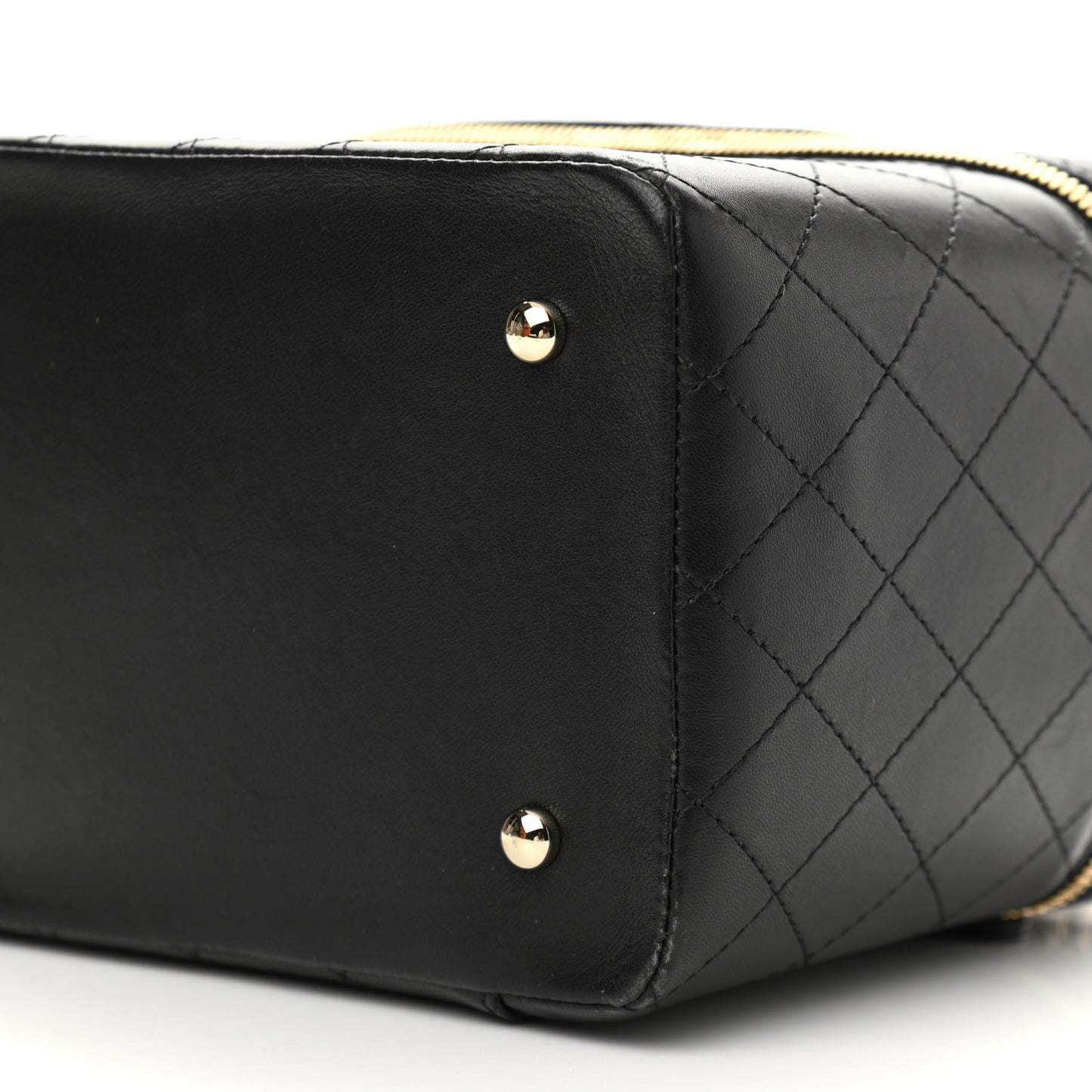 Lambskin Flat Quilted Knock On Wood Large Vanity Case Black