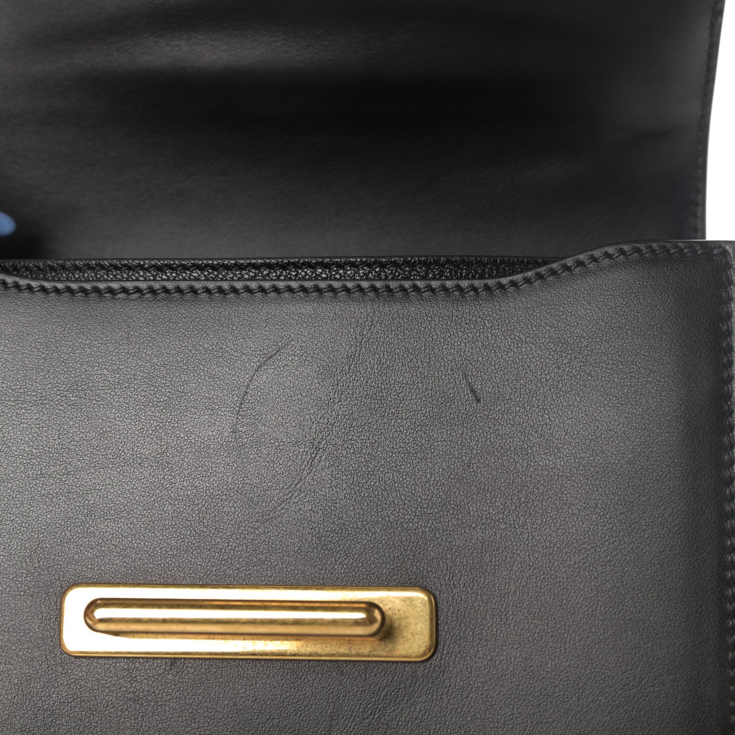 Prada City Calfskin Ostrich Cahier Bag Colbalto Black 11 of 12