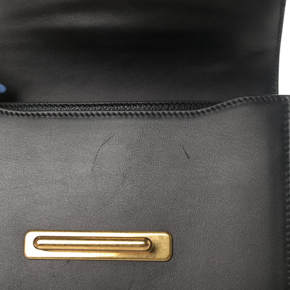 Prada City Calfskin Ostrich Cahier Bag Colbalto Black 11 of 12