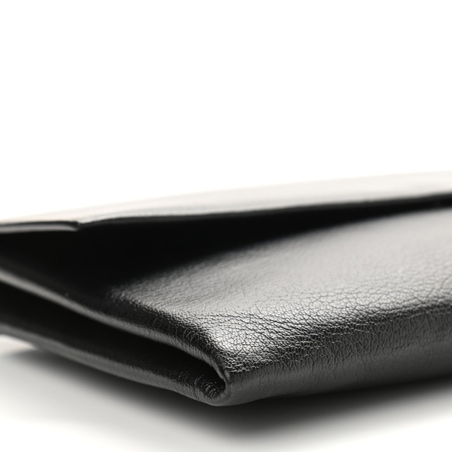 Goatskin Folded Clutch With Strap Black