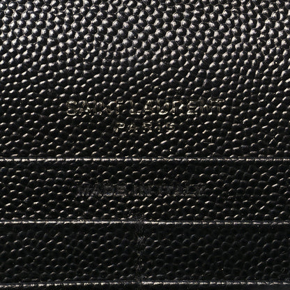 Saint Laurent Grain De Poudre Matelasse Chevron Monogram Monochrome Chain Wallet Black 5 of 9