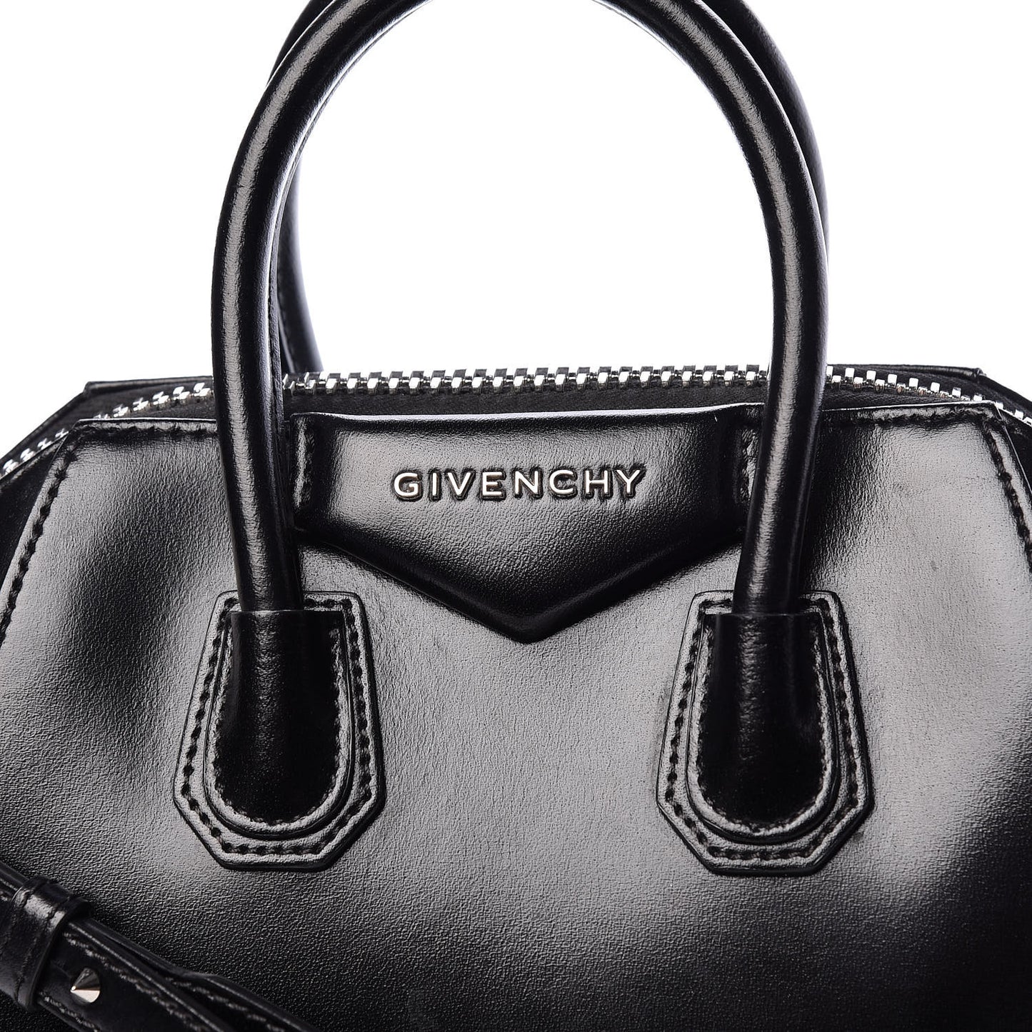 Shiny Lord Calfskin Mini Antigona Black
