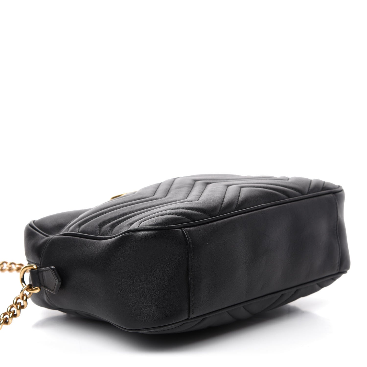 Gucci Calfskin Matelasse Medium GG Marmont Chain Shoulder Bag Black 4 of 10