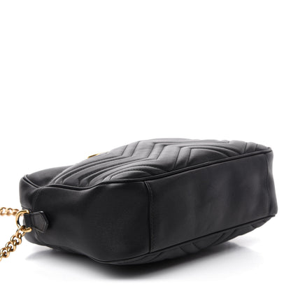 Gucci Calfskin Matelasse Medium GG Marmont Chain Shoulder Bag Black 4 of 10