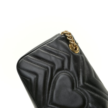 Gucci Calfskin Matelasse Mini GG Marmont Shoulder Bag Black 13 of 14