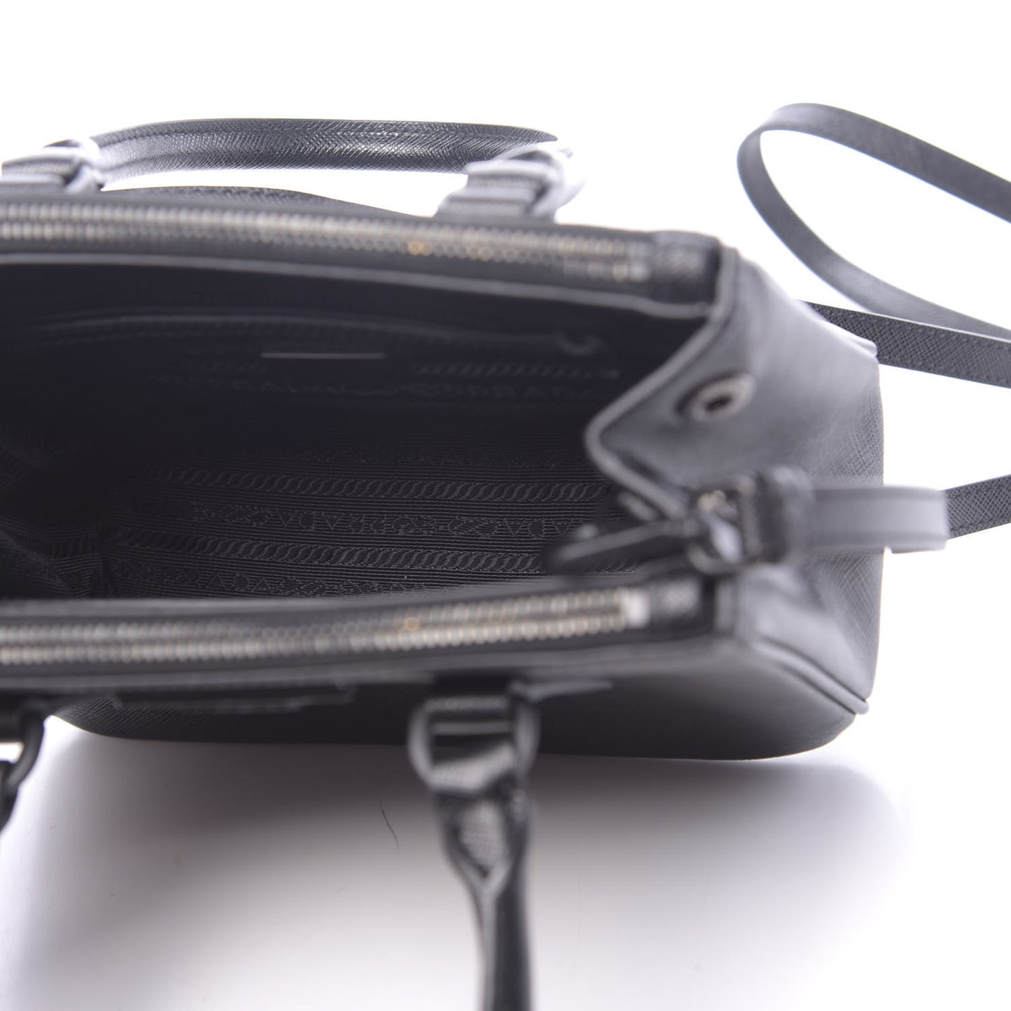 Saffiano Lux Monochrome Mini Galleria Double Zip Tote Black