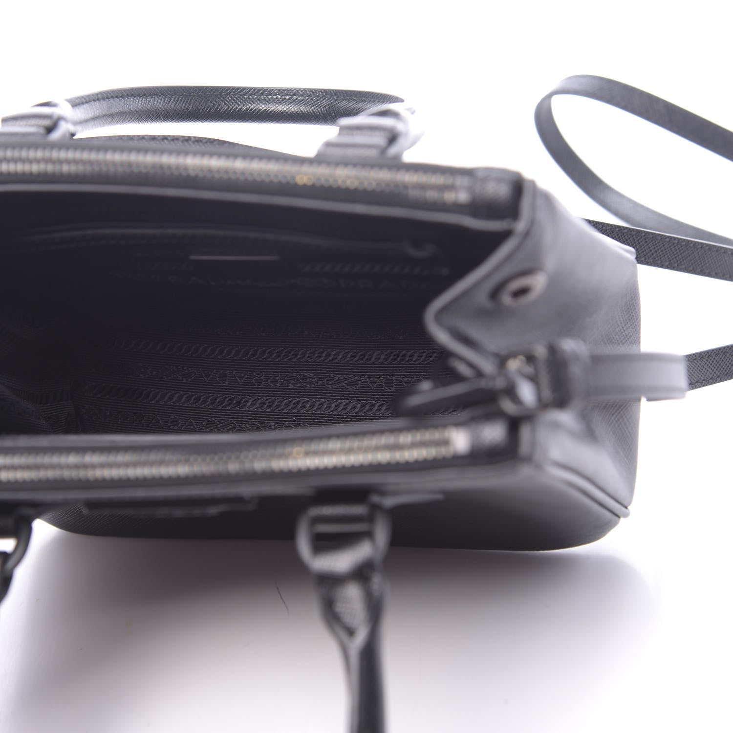Prada Saffiano Lux Monochrome Mini Galleria Double Zip Tote Black 5 of 9