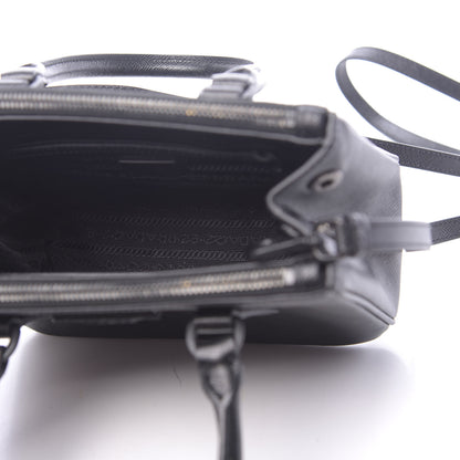Prada Saffiano Lux Monochrome Mini Galleria Double Zip Tote Black 5 of 9
