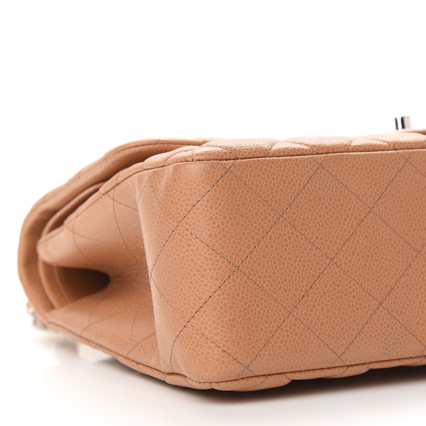 Caviar Quilted Jumbo Double Flap Light Brown