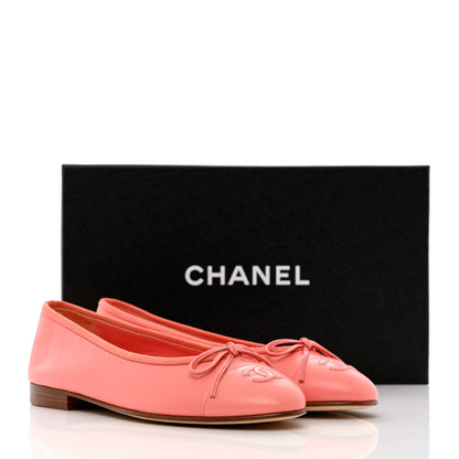 Chanel Goatskin Cap Toe CC Ballerina Flats 37 Pink 11 of 11