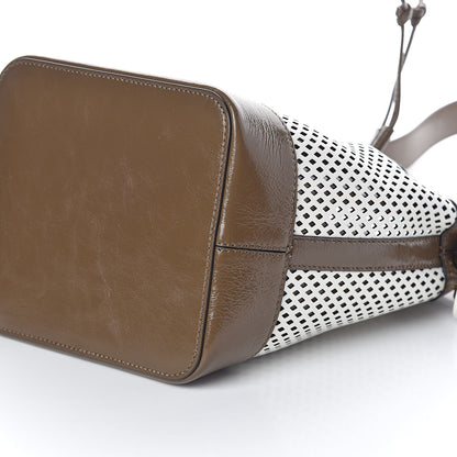 Fendi Vitello Liberty Glossy Lambskin F is Fendi Perforated Large Mon Tresor Bucket Bag White Ice Rust Maya 8 of 8