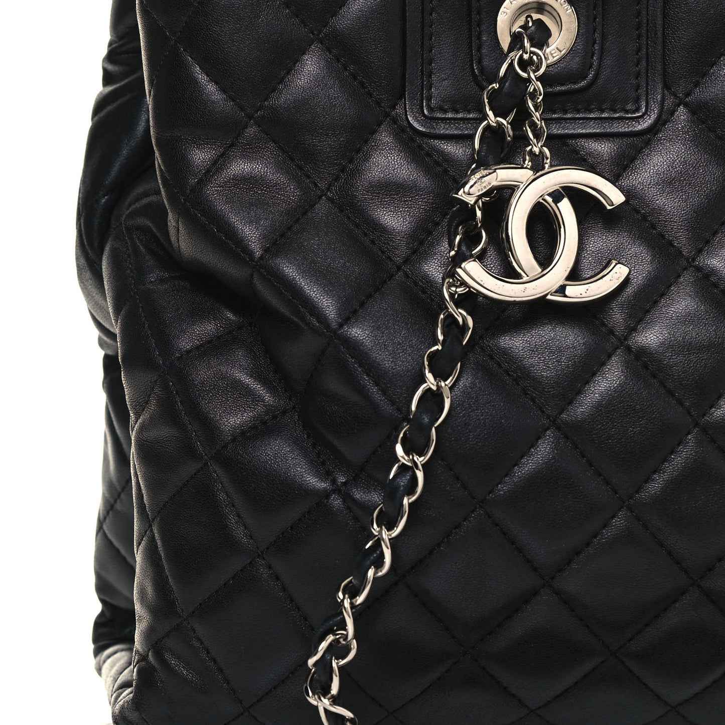 Lambskin Quilted Daily Shopping Tote Black