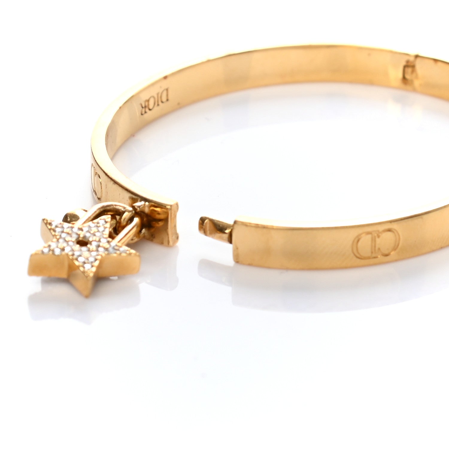 Christian Dior Metal Crystal Lucky Locket Star Bracelet Gold 5 of 8