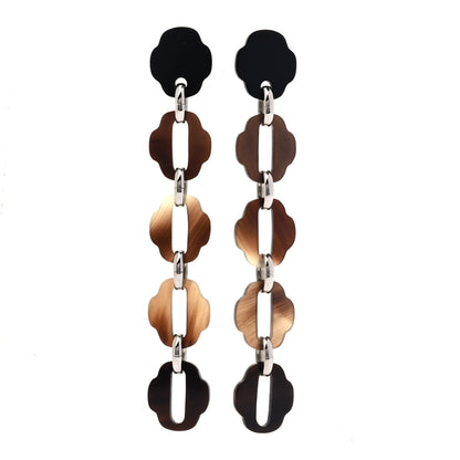 Hermes Buffalo Horn Palladium Mousqueton Earrings 1 of 3