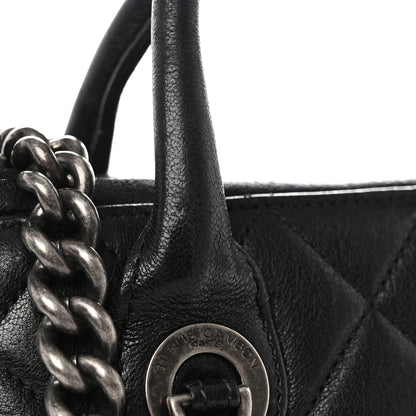Chanel Shiny Sheepskin Quilted Small Shopping Tote Black 12 of 13