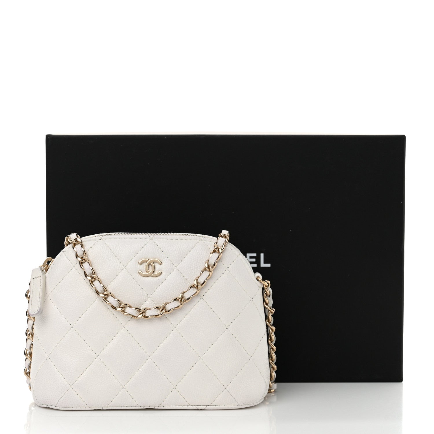 Chanel Caviar Quilted Classic Clutch with Chain White 12 of 12