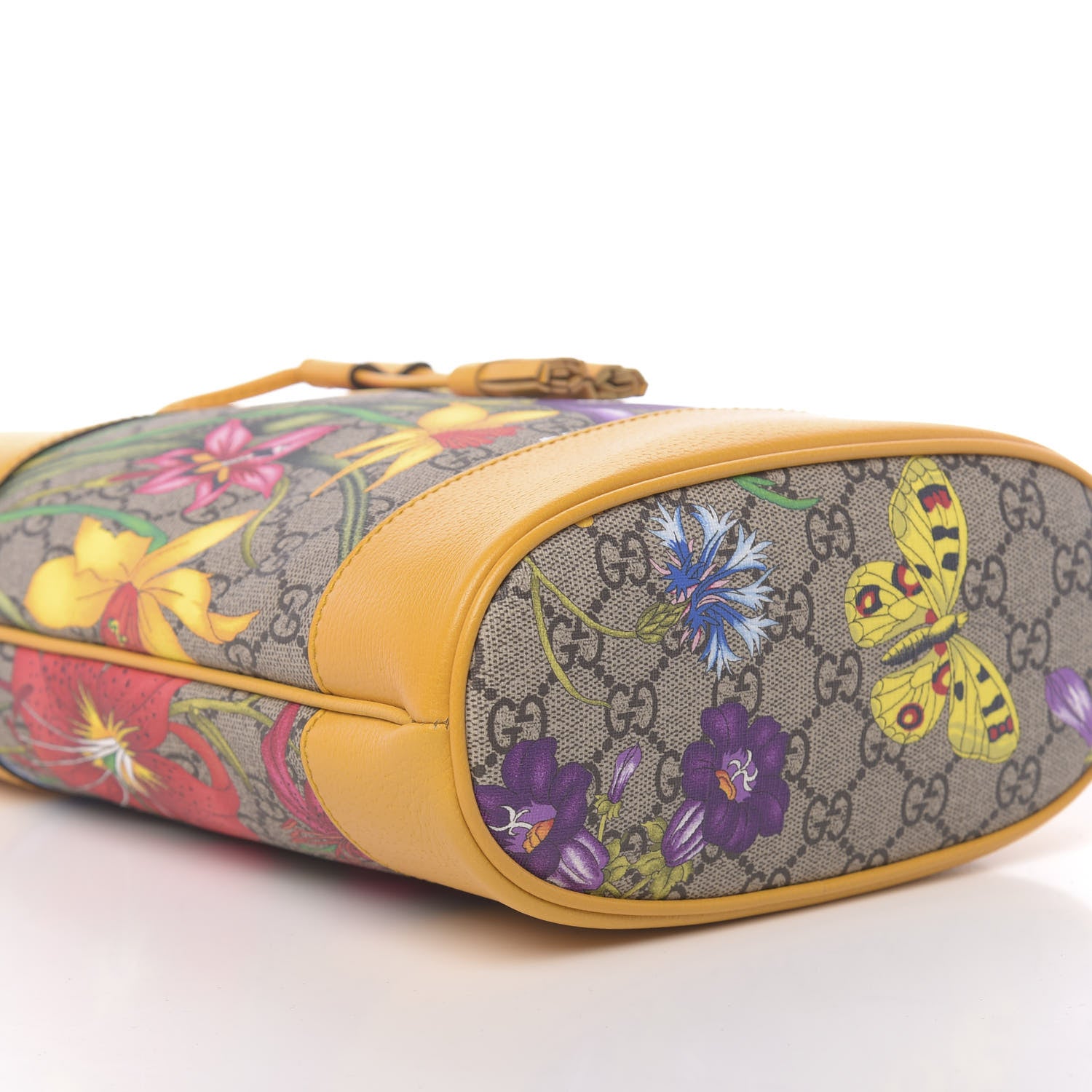 Gucci GG Supreme Monogram Flora Small Ophidia Bucket Bag Beige Multicolor Crop 8 of 10