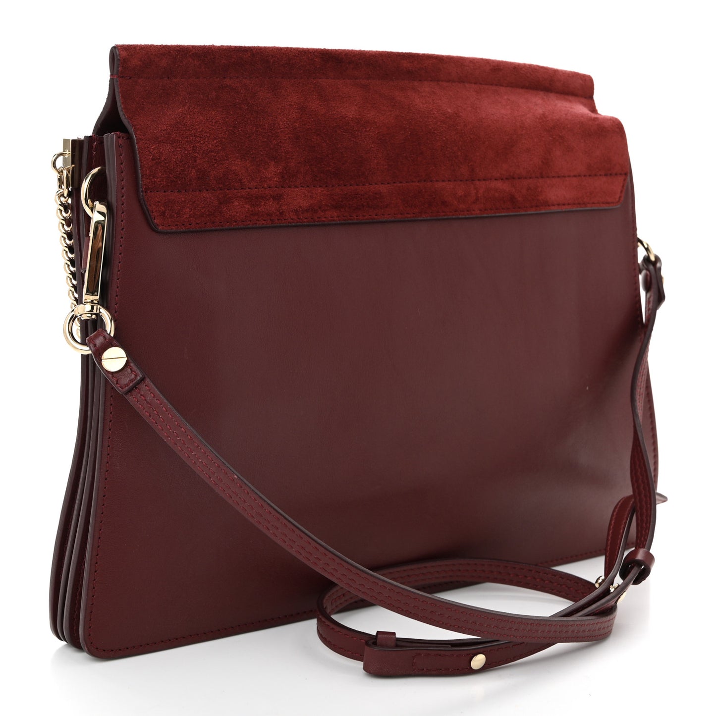 Calfskin Suede Medium Faye Shoulder Bag Plum Purple