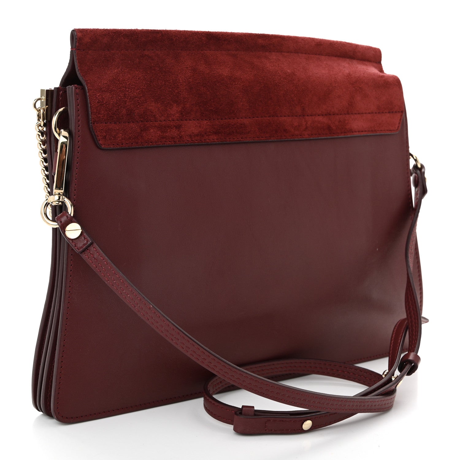 Chloe Calfskin Suede Medium Faye Shoulder Bag Plum Purple 3 of 12