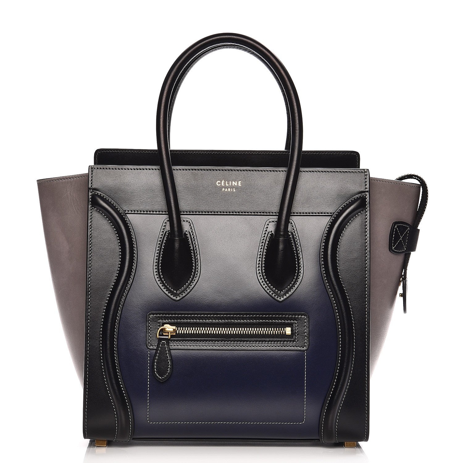 Celine Glazed Calfskin Micro Tri-Color Luggage Dark Blue 1 of 8