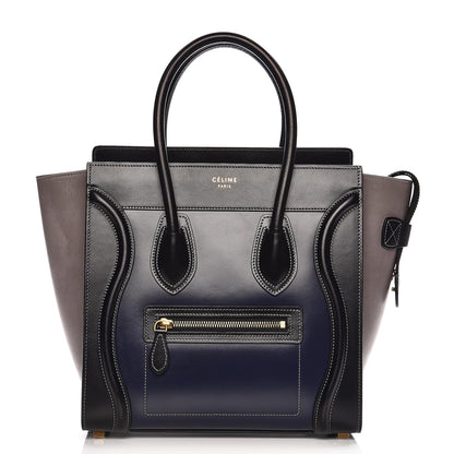Celine Glazed Calfskin Micro Tri-Color Luggage Dark Blue 1 of 8