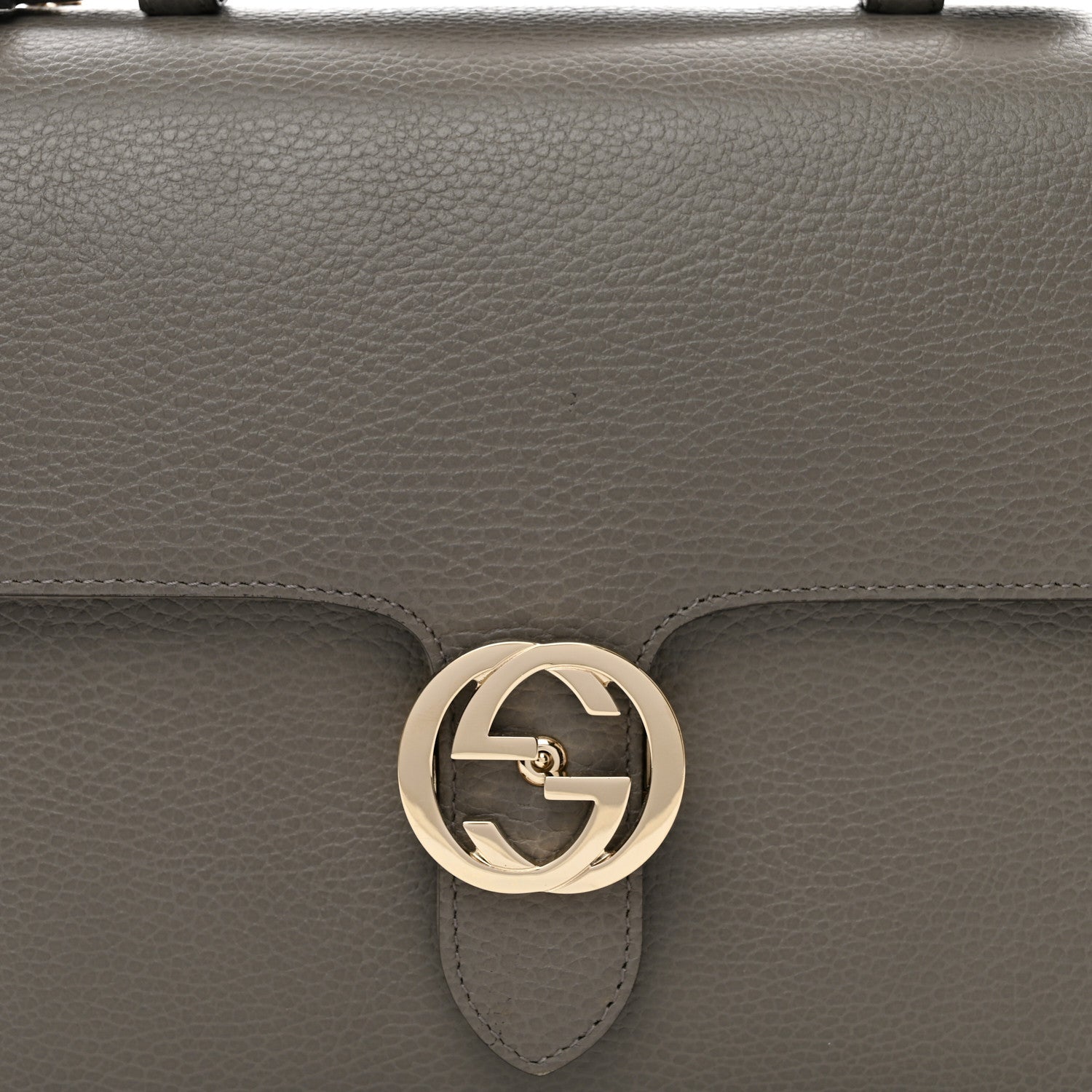 Gucci Dollar Calfskin Medium Interlocking G Top Handle Shoulder Bag Loess 6 of 13