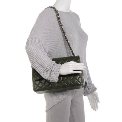 Chanel Caviar Jumbo Double Flap Dark Green 2 of 9