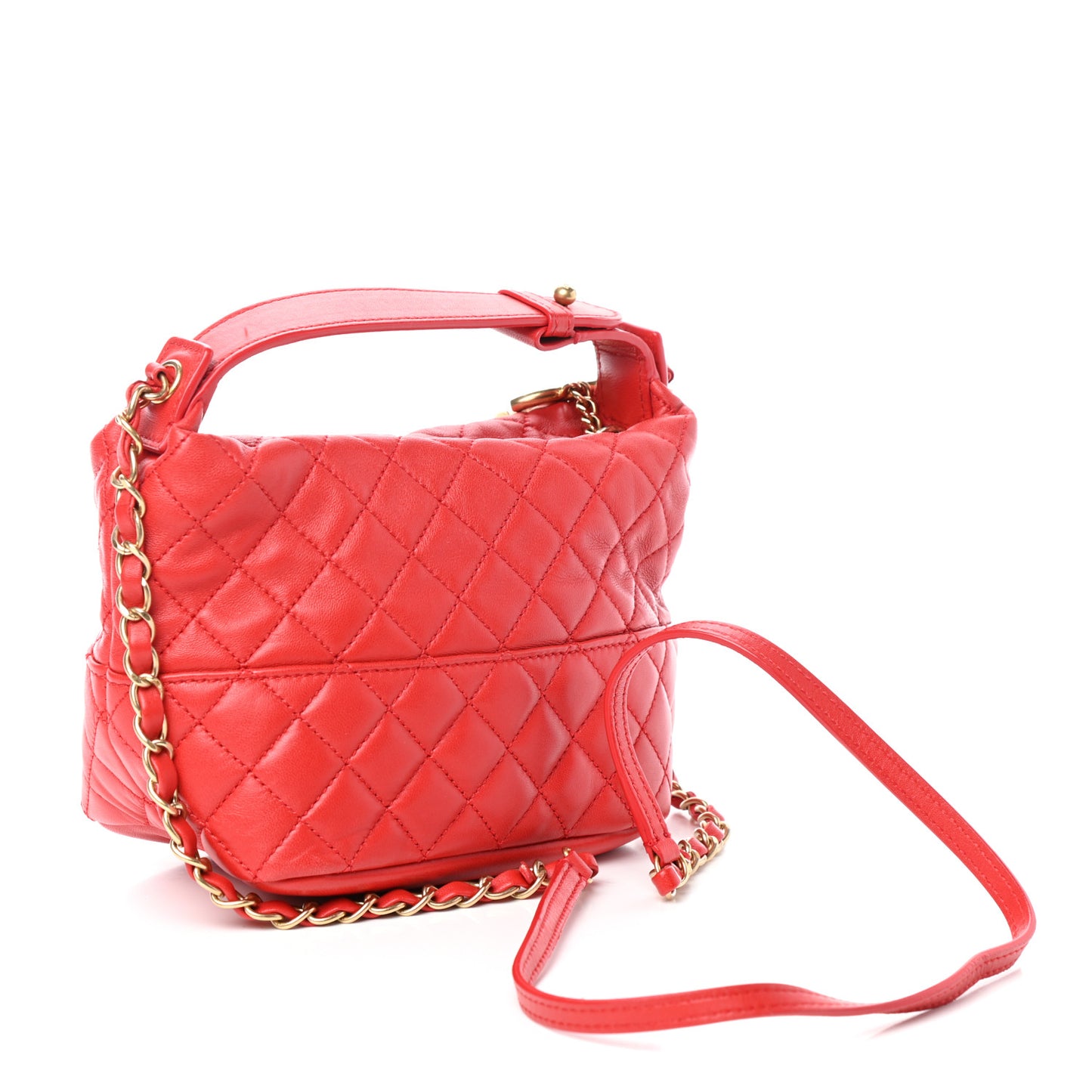 Lambskin Quilted Small Hobo Red