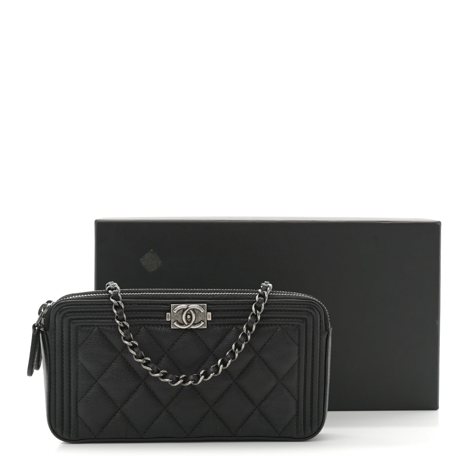 Chanel Caviar Quilted Small Boy Clutch With Chain Black 12 of 12