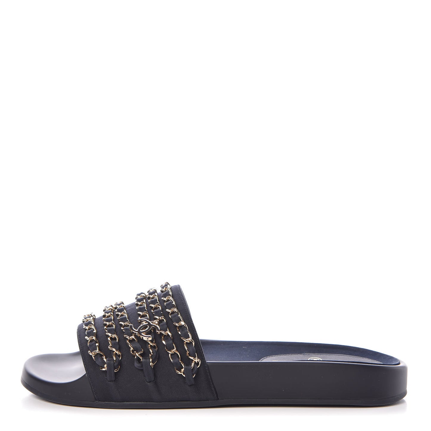 Canvas Chain Flat Sandals 40 Marine