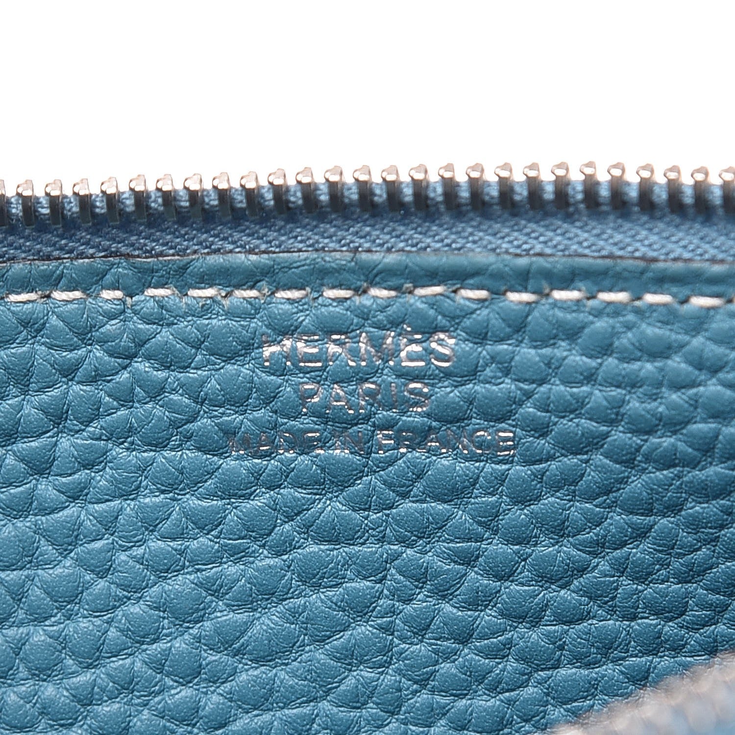 Hermes Taurillon Clemence Dogon Duo Wallet Blue Jean 8 of 9