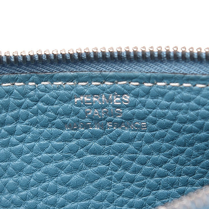 Hermes Taurillon Clemence Dogon Duo Wallet Blue Jean 8 of 9