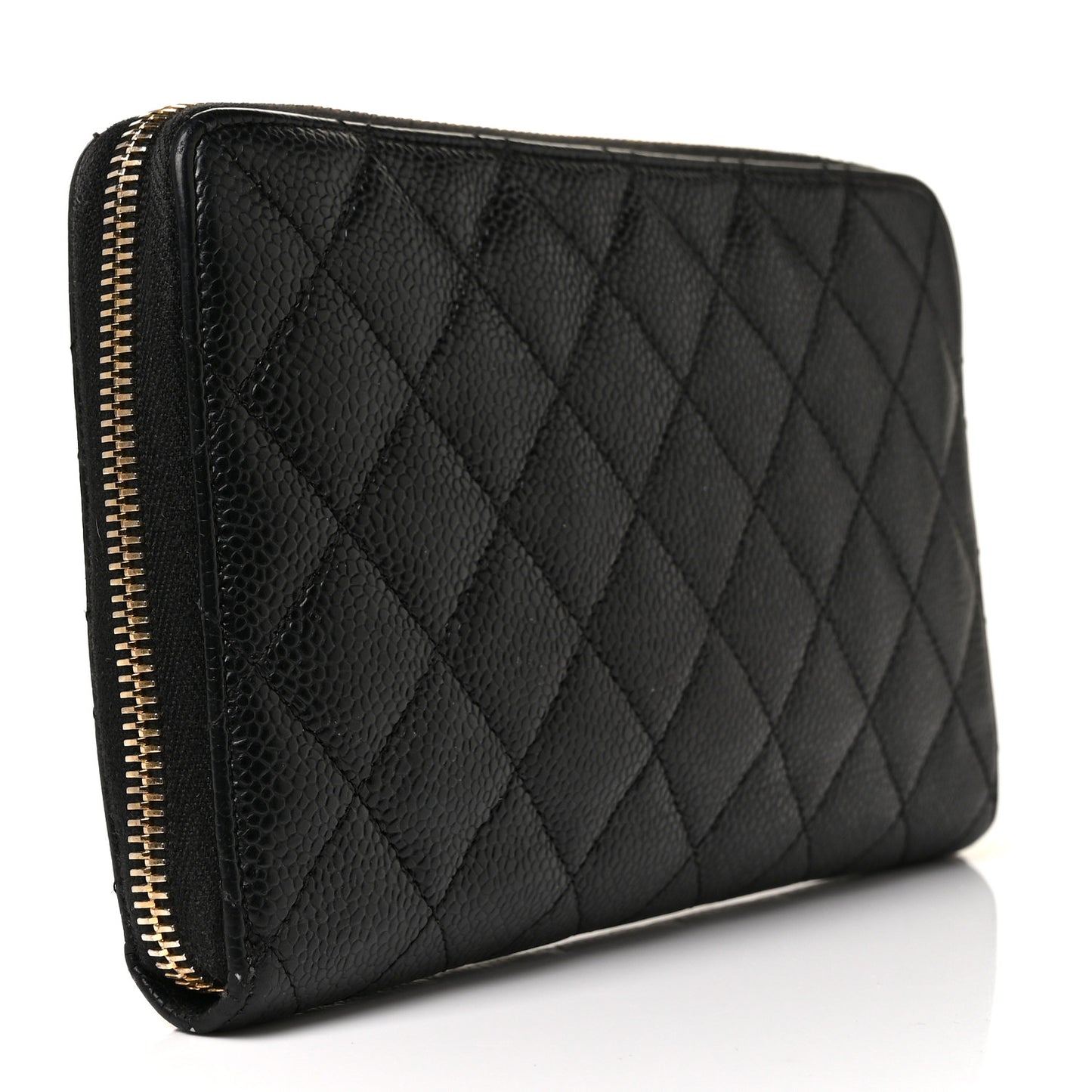 Caviar Quilted Large Zip Around Organizer Wallet Black
