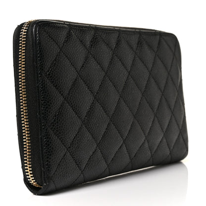 Chanel Caviar Quilted Large Zip Around Organizer Wallet Black 3 of 9