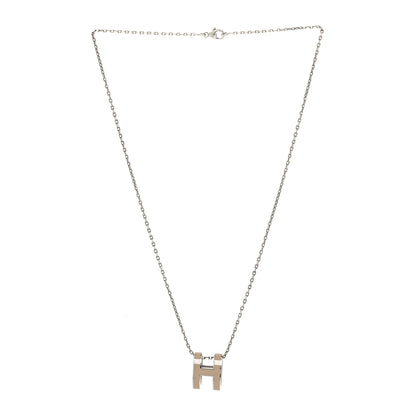 Hermes Lacquered Palladium Pop H Pendant Necklace Marron Glace 3 of 6