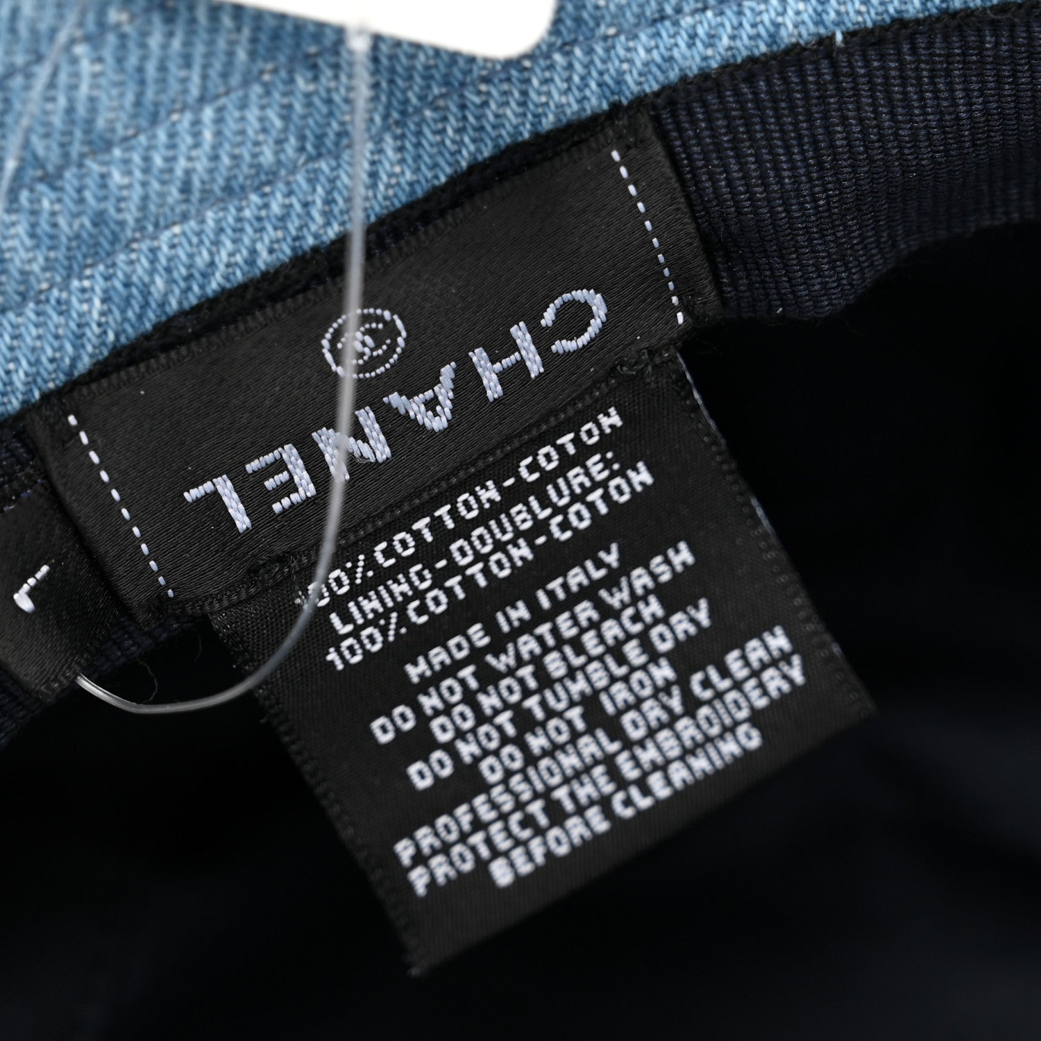 Chanel Denim Sequin Cloche Logo Bucket Hat L Blue 7 of 7