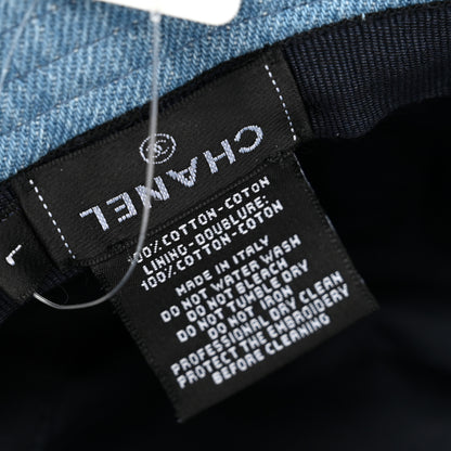 Chanel Denim Sequin Cloche Logo Bucket Hat L Blue 7 of 7