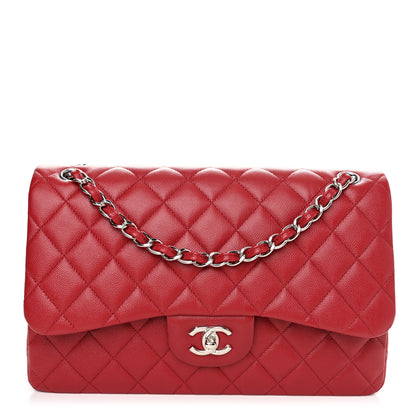Chanel Caviar Quilted Jumbo Double Flap Red 1 of 10