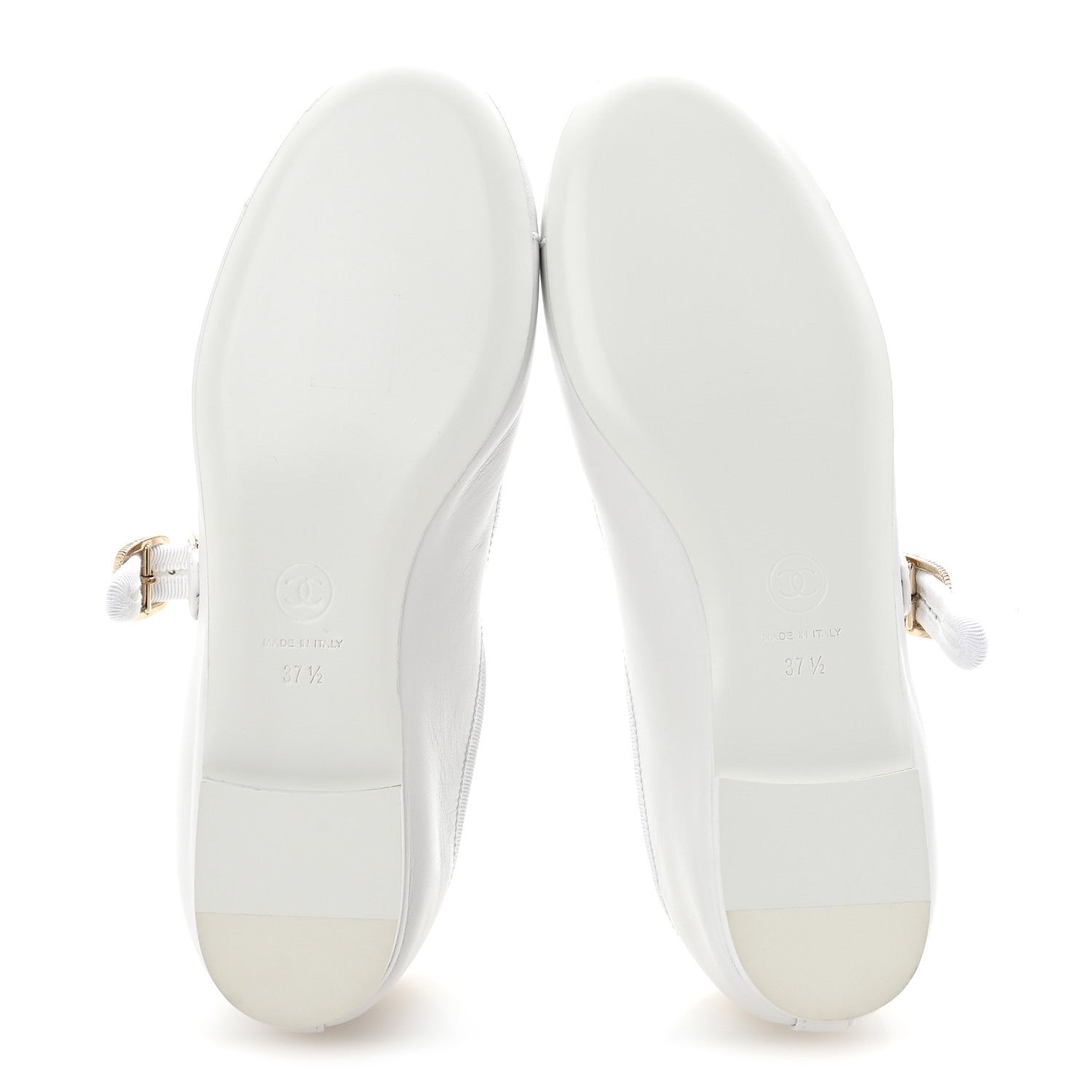 Chanel Lambskin Mary Jane Flats 37.5 White 6 of 10