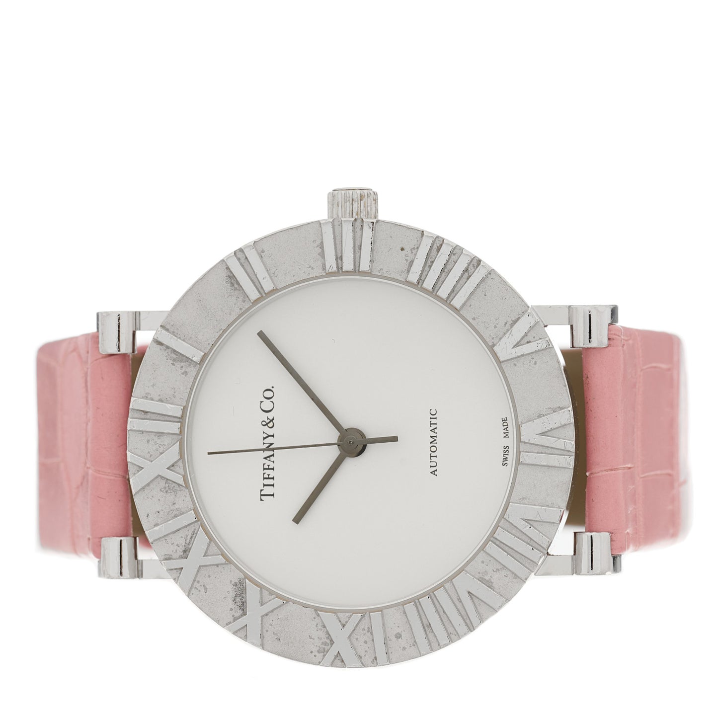 Sterling Silver Alligator 39mm Atlas Automatic Watch Pink