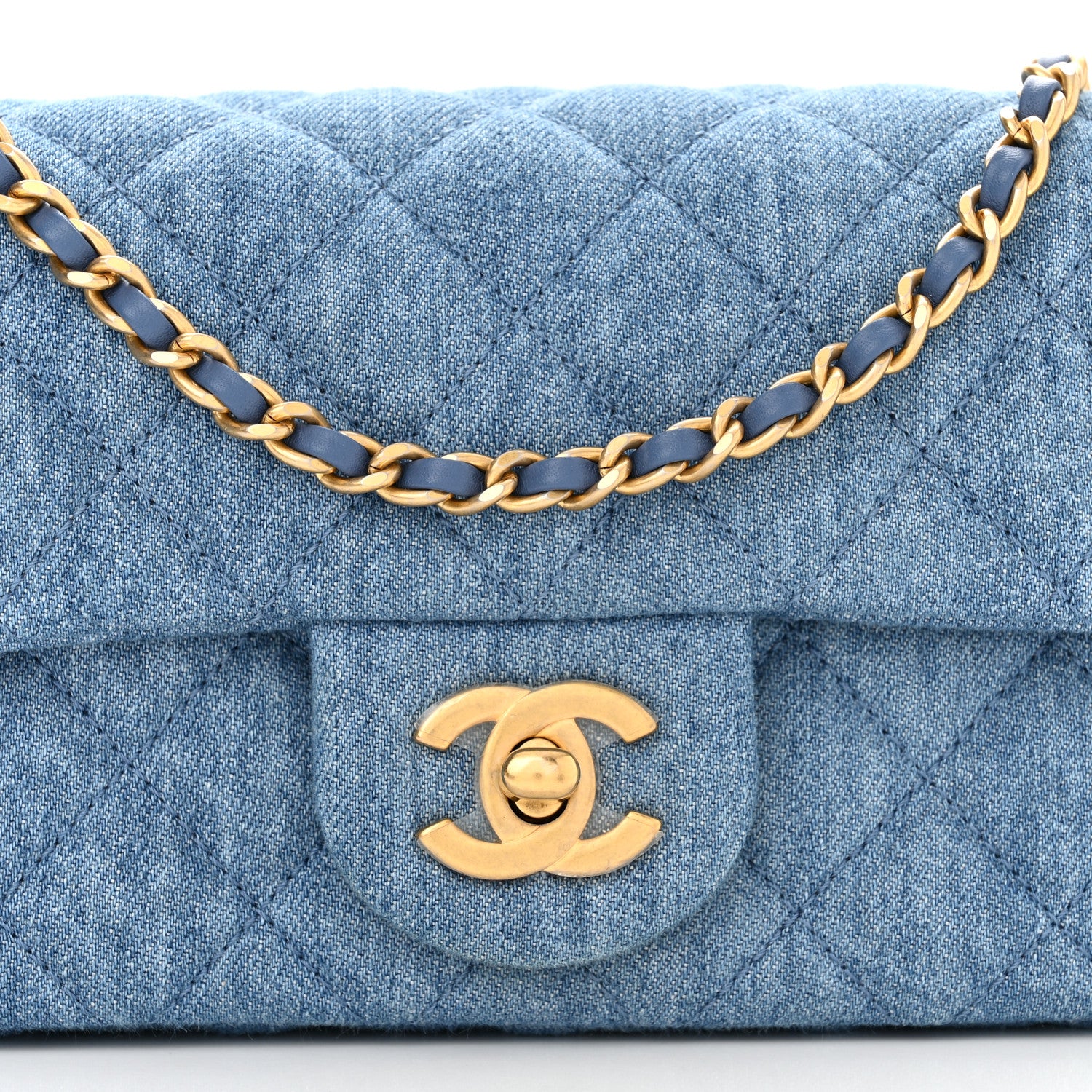 Chanel Denim Quilted Mini Pearl Crush Rectangular Flap Blue 8 of 11