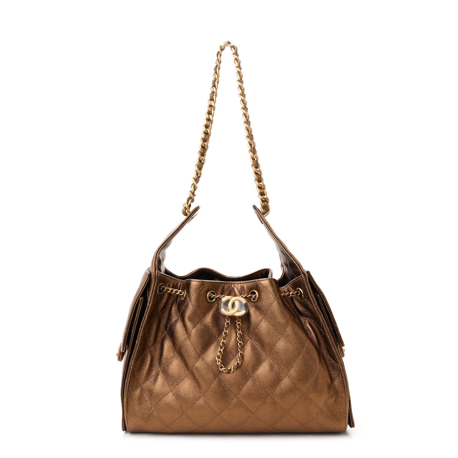 Chanel Metallic Caviar Quilted Small Chanel 25 Handbag Bronze 1 of 10