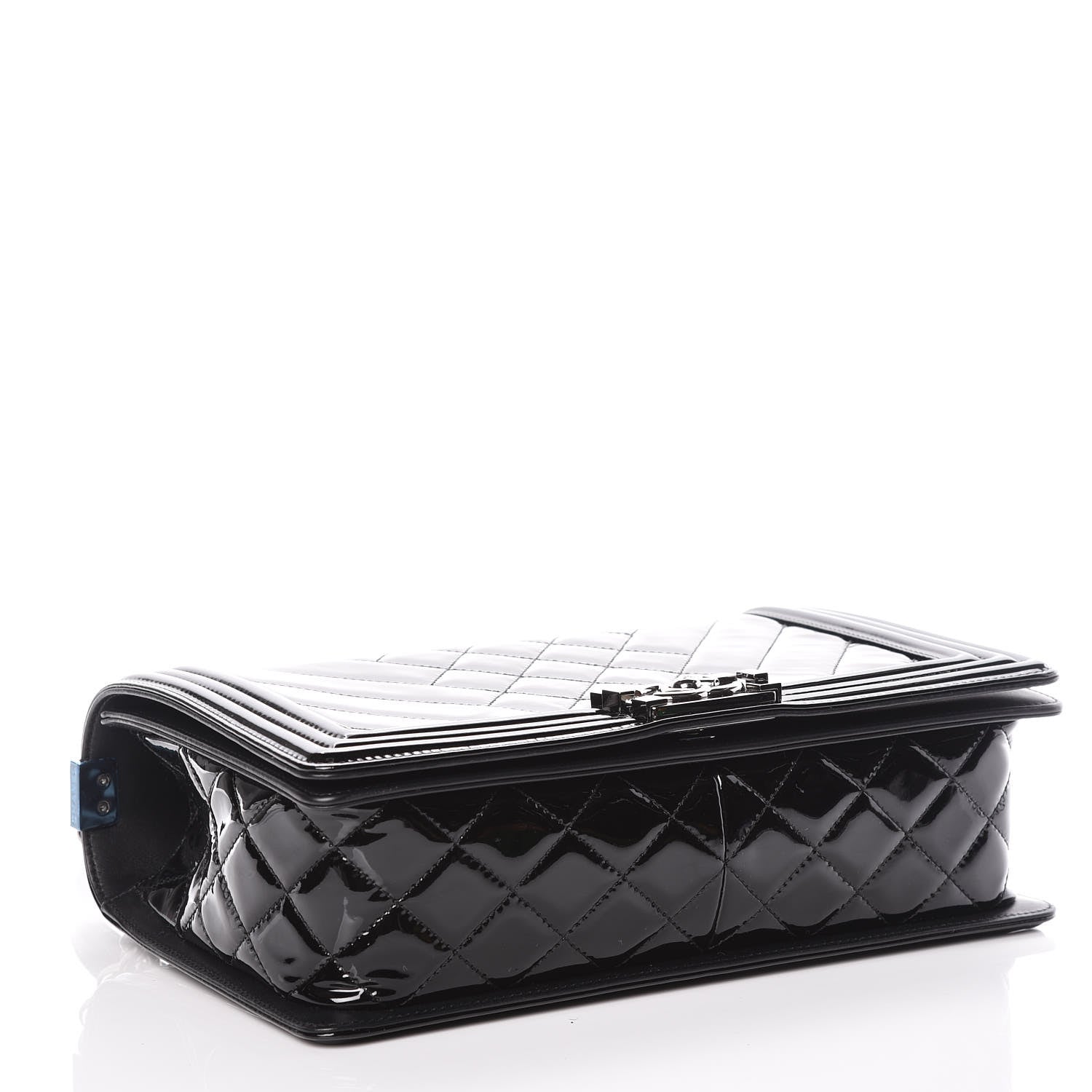 Chanel Patent Chevron Quilted New Medium Boy Flap Black 4 of 10
