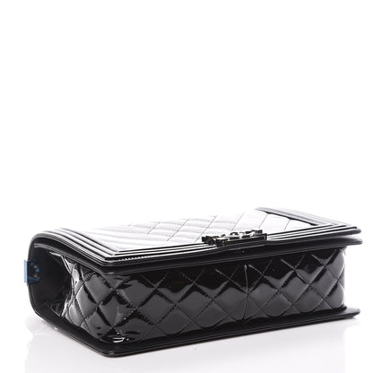 Chanel Patent Chevron Quilted New Medium Boy Flap Black 4 of 10