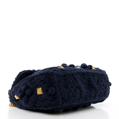 Valentino Garavani Cashmere Medium Roman Stud Shoulder Bag Marine 4 of 12