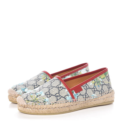 Gucci GG Supreme Monogram Blooms Espadrilles 35 Beige Blue Navy Hibiscus Red 3 of 9