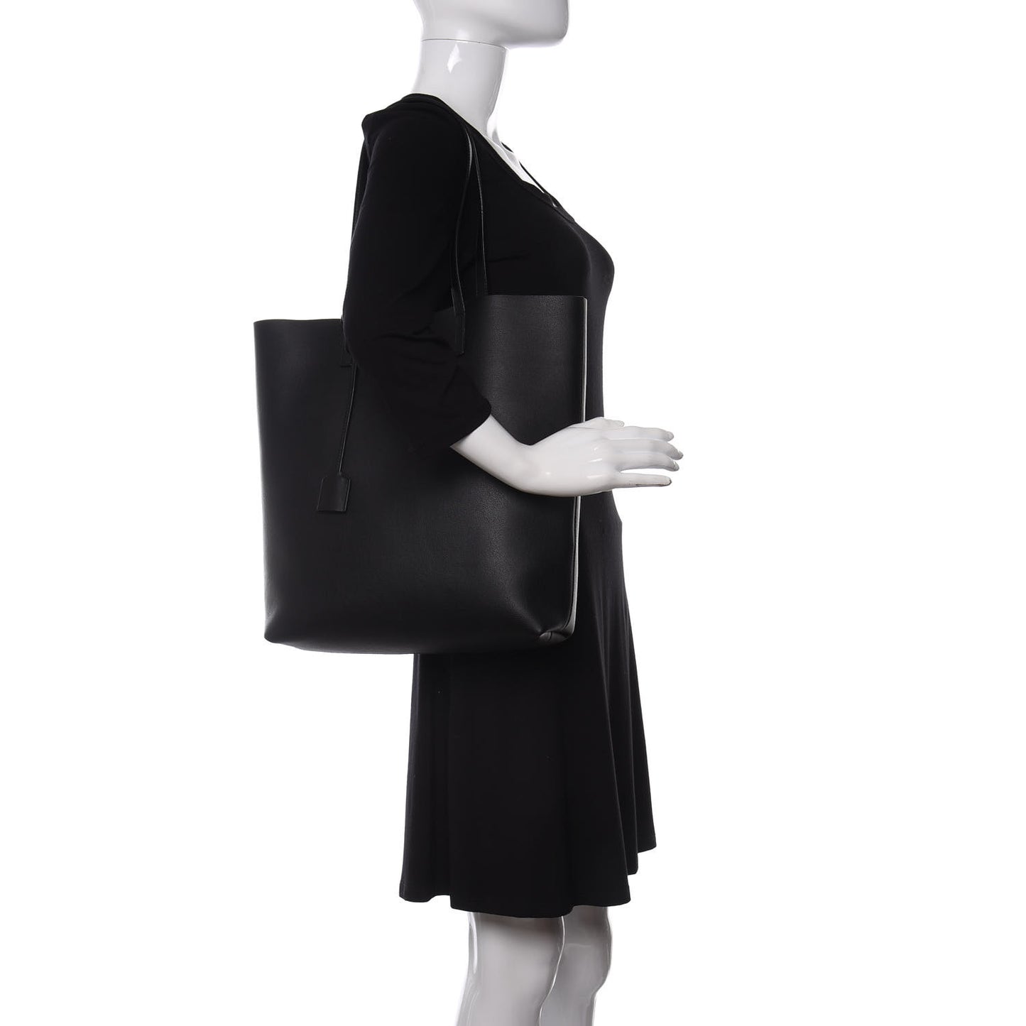 Calfskin Medium Shopping Tote Black