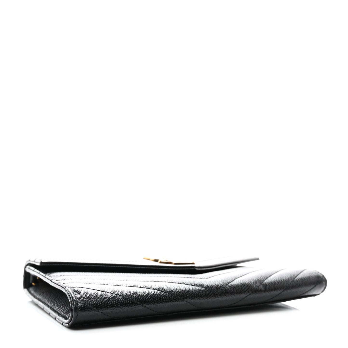 Grain De Poudre Matelasse Chevron Monogram Envelope Clutch Black