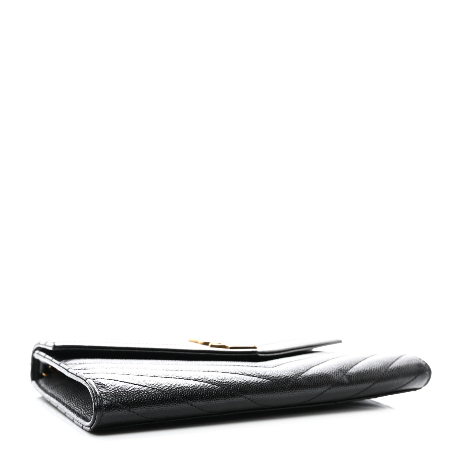 Saint Laurent Grain De Poudre Matelasse Chevron Monogram Envelope Clutch Black 4 of 7